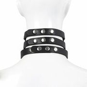 Kiotos - Triple O-Ring Collar - Body Safe Kunstleer - Omtrek: 29/38 cm - 60 gr