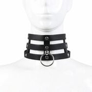 Kiotos - Triple O-Ring Collar - Body Safe Kunstleer - Omtrek: 29/38 cm - 60 gr
