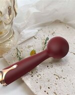 Viotec Firelick - Vibrator - Mini Vibrator - Wand Vibrator - Goud en Wijnrood - Luxueus Zacht Siliconen