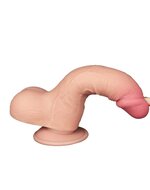 LoveToy - Dubbellaags Dildo - Glijdende Huid Dildo - Lengte 19.5 cm - Diameter 3.7 cm - Lichte Huidskleur