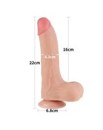 LoveToy - Dubbellaags Dildo - Glijdende Huid Dildo- Lengte 22 cm - Diameter 4.3 cm - Lichte Huidskleur