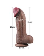 LoveToy - Dildo - Dubbellaagse Siliconen Dildo XXL - Lengte 28 cm - Diameter 7.4 cm - Bruin