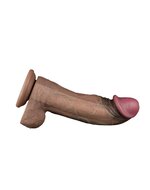LoveToy - Dildo - Dubbellaagse Siliconen Dildo XXL - Lengte 28 cm - Diameter 7.4 cm - Bruin