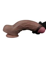 LoveToy - Dildo - Dubbellaagse Siliconen Dildo XXL - Lengte 31 cm - Diameter 7.6 cm - Bruin