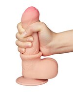 LoveToy - Dildo - Glijdende huid Dildo - Dubbellaagse Dildo - Lengte 18.3 cm - Diameter 3.5 cm - Lichte Huidskleur