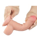 LoveToy - Dildo - Glijdende huid Dildo - Dubbellaagse Dildo - Lengte 18.3 cm - Diameter 3.5 cm - Lichte Huidskleur