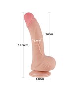LoveToy - Dildo - Glijdende Huid Dildo - Dubbellaags Dildo - Lengte 19.5 cm - Diameter 3.5 cm - Lichte huidskleur