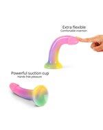 Love to Love - Dildoll Stargazer - Kleurrijke Dildo's van 100% Siliconen - Gebogen Vorm - Vaginaal en Anaal Gebruik - Met Zuignap - Handsfree Plezier - Met Waterbasis Glijmiddel - Makkelijk Schoon te Maken