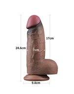 LoveToy - Dildo - Dubbellaagse Siliconen Dildo XXL - Lengte 24.6 cm - Diameter 7 cm - Bruin