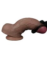 LoveToy - Dildo - Dubbellaagse Siliconen Dildo XXL - Lengte 24.6 cm - Diameter 7 cm - Bruin
