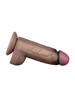 LoveToy - Dildo - Dubbellaagse Siliconen Dildo XXL - Lengte 24.6 cm - Diameter 7 cm - Bruin