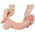 LoveToy - Dubbellaags Dildo - Glijdende Huid Dildo - Lengte 24 cm - Diameter diameter  4.3 cm - Lichte Huidskleur