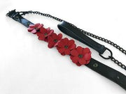 Liebe Seele - Flower Rhythm - Collar met Bloemen uit Leer - Exclusief en uniek ontwerp uit Japan - Rood/Zwart