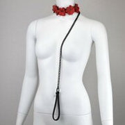 Liebe Seele - Flower Rhythm - Collar met Bloemen uit Leer - Exclusief en uniek ontwerp uit Japan - Rood/Zwart