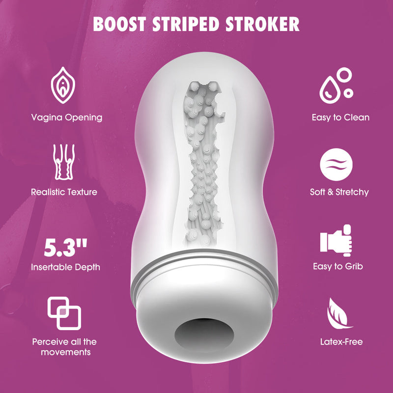 Chisa - Boost Striped - Stroker Masturbator - Wit-Erotiekvoordeel.nl