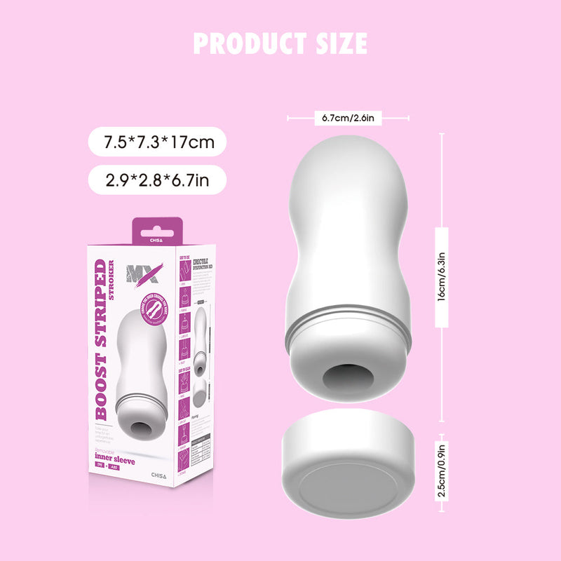 Chisa - Boost Striped - Stroker Masturbator - Wit-Erotiekvoordeel.nl