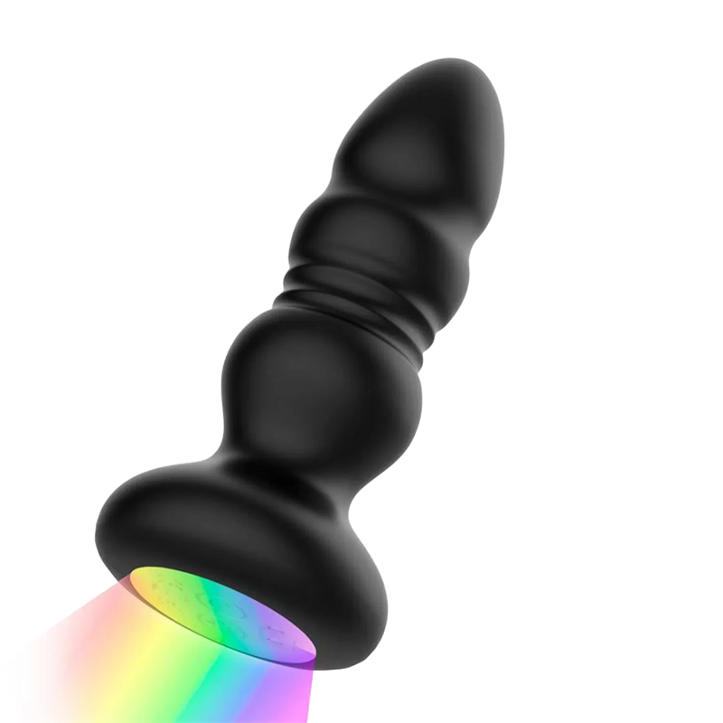 IY - Krax - Buttplug met Vibratie en Stootbeweging - Met LED-licht - Zwart
