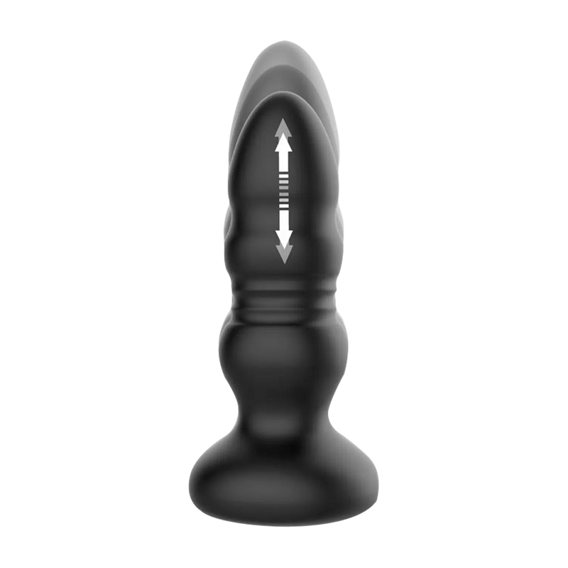 IY - Krax - Buttplug met Vibratie en Stootbeweging - Met LED-licht - Zwart