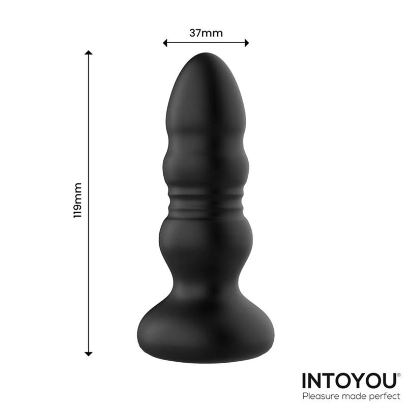 IY - Krax - Buttplug met Vibratie en Stootbeweging - Met LED-licht - Zwart