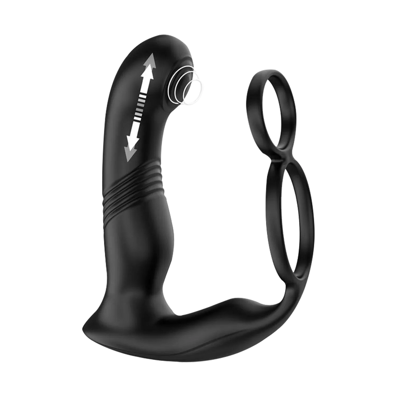 IY - Astex - Stotende & Kloppende Prostaatmassager met Afstandsbediening - Zwart