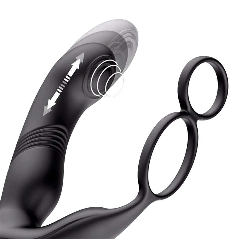 IY - Astex - Stotende & Kloppende Prostaatmassager met Afstandsbediening - Zwart