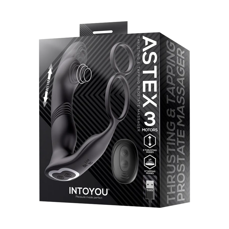 IY - Astex - Stotende & Kloppende Prostaatmassager met Afstandsbediening - Zwart