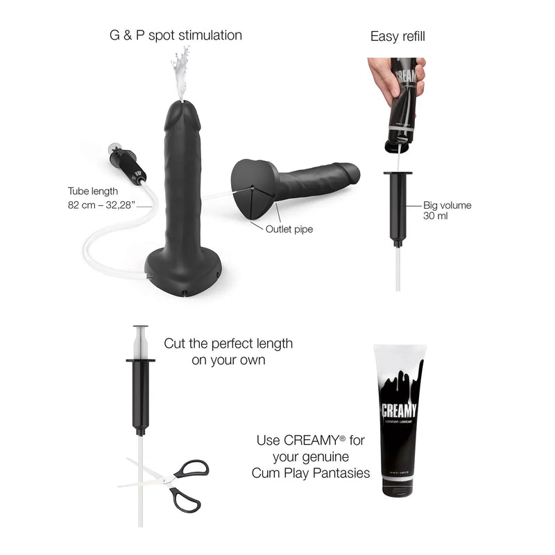 Strap-on-Me - Squirting Cum Dildo - Realistiche Spuitende Dildo - Zwart