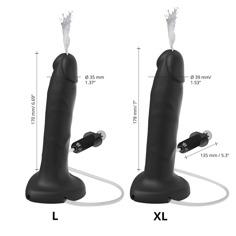 Strap-on-Me - Squirting Cum Dildo - Realistiche Spuitende Dildo - Zwart