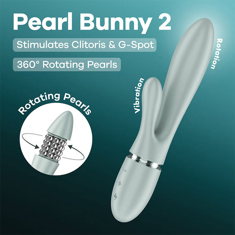 Satisfyer - Pearl Bunny 2 - Roterende Rabbit Vibrator - Grijsgroen