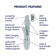 Satisfyer - Pearl Bunny 2 - Roterende Rabbit Vibrator - Grijsgroen