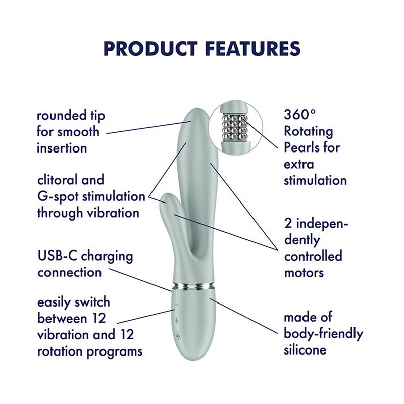 Satisfyer - Pearl Bunny 2 - Roterende Rabbit Vibrator - Grijsgroen