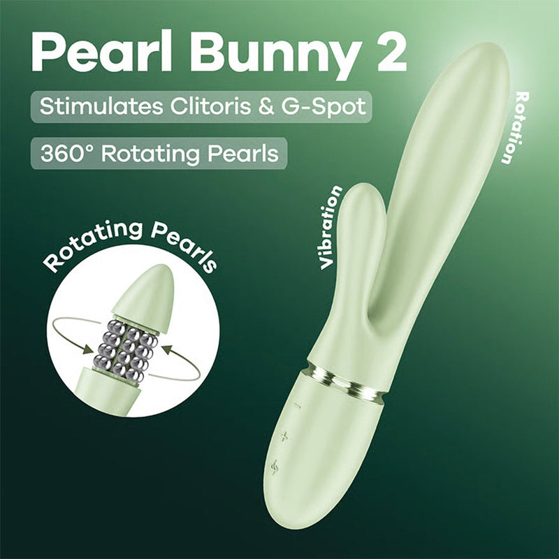 Satisfyer - Pearl Bunny 2 - Roterende Rabbit Vibrator - Lichtgroen