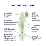 Satisfyer - Pearl Bunny 2 - Roterende Rabbit Vibrator - Lichtgroen