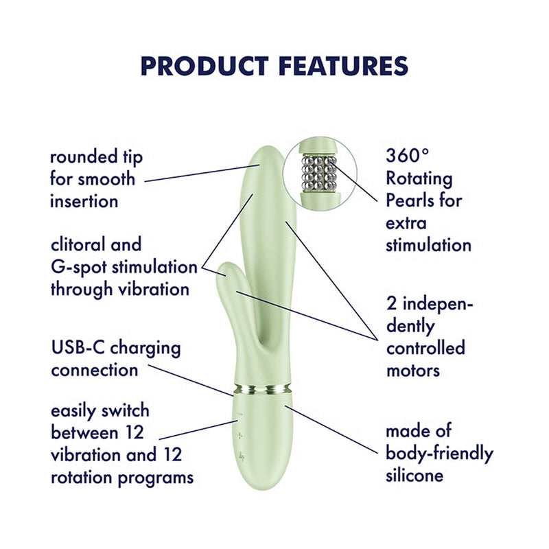 Satisfyer - Pearl Bunny 2 - Roterende Rabbit Vibrator - Lichtgroen