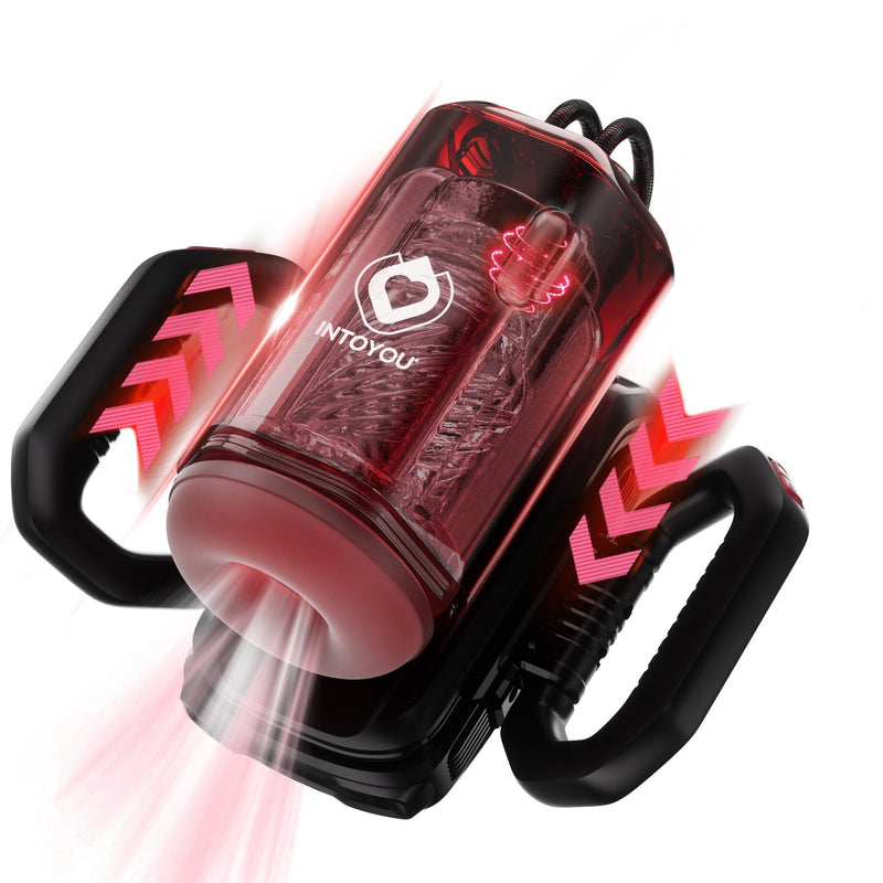 IY - Vexor - 3-in-1 Masturbator - Met Zuig- Stoot- en Vibratiefunctie - Zwart/Rood