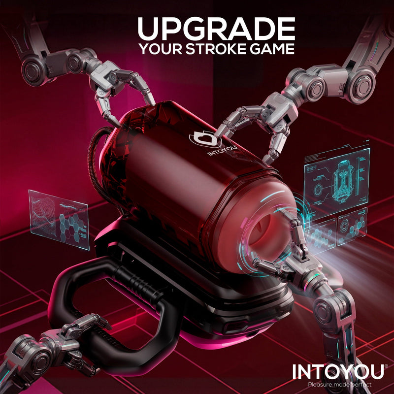 IY - Vexor - 3-in-1 Masturbator - Met Zuig- Stoot- en Vibratiefunctie - Zwart/Rood
