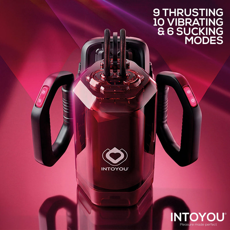 IY - Vexor - 3-in-1 Masturbator - Met Zuig- Stoot- en Vibratiefunctie - Zwart/Rood