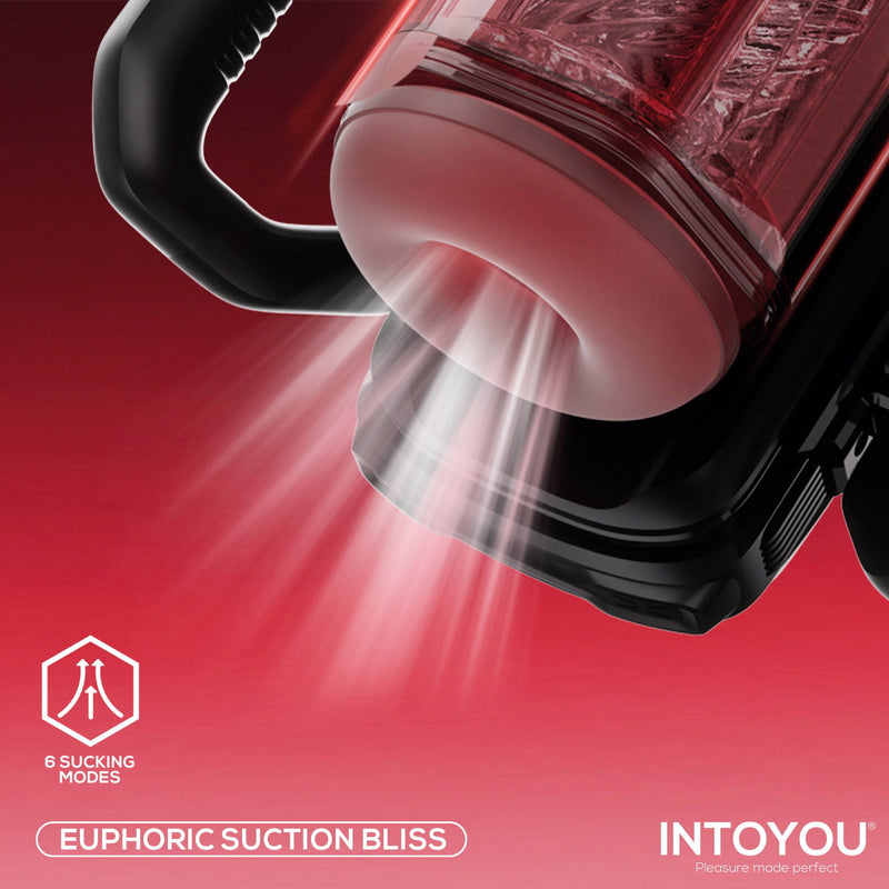 IY - Vexor - 3-in-1 Masturbator - Met Zuig- Stoot- en Vibratiefunctie - Zwart/Rood