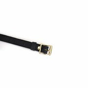 Liebe Seele - Demon's Kiss - Smalle Collar met O-ring - Luxe Mat Zwart Leder en Goud Metalen Hardware