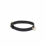 Liebe Seele - Demon's Kiss - Smalle Collar met O-ring - Luxe Mat Zwart Leder en Goud Metalen Hardware