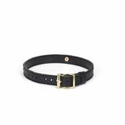 Liebe Seele - Demon's Kiss - Smalle Collar met O-ring - Luxe Mat Zwart Leder en Goud Metalen Hardware