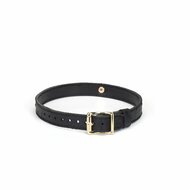 Liebe Seele - Demon's Kiss - Smalle Collar met O-ring - Luxe Mat Zwart Leder en Goud Metalen Hardware
