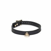 Liebe Seele - Demon's Kiss - Smalle Collar met O-ring - Luxe Mat Zwart Leder en Goud Metalen Hardware