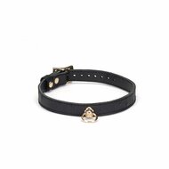 Liebe Seele - Demon's Kiss - Smalle Collar met O-ring - Luxe Mat Zwart Leder en Goud Metalen Hardware