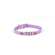 Liebe Seele - Smalle Collar Met Gouden Letters - Sexy - Italiaans Kwaliteitsleder - Lila