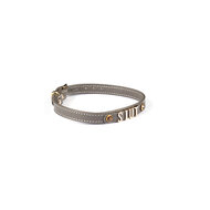 Liebe Seele - Smalle Collar Met Gouden Letters - Slut - Italiaans Kwaliteitsleder - Grijs