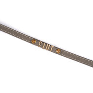 Liebe Seele - Smalle Collar Met Gouden Letters - Slut - Italiaans Kwaliteitsleder - Grijs