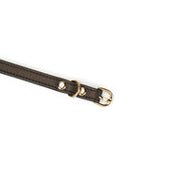 Liebe Seele - Smalle Collar Met Gouden Letters en Sierkristallen - Slut - Italiaans Kwaliteitsleder - Zwart