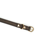 Liebe Seele - Smalle Collar Met Gouden Letters en Sierkristallen - Slut - Italiaans Kwaliteitsleder - Zwart
