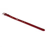 Liebe Seele - Premium Lederen Choker met Diamantjes - Wijnrood